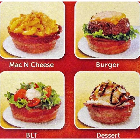 As Seen On TV Perfect Bacon / Bread Bowl Bowls 4 Pack w. Instructions Brand New - Picture 3 of 6